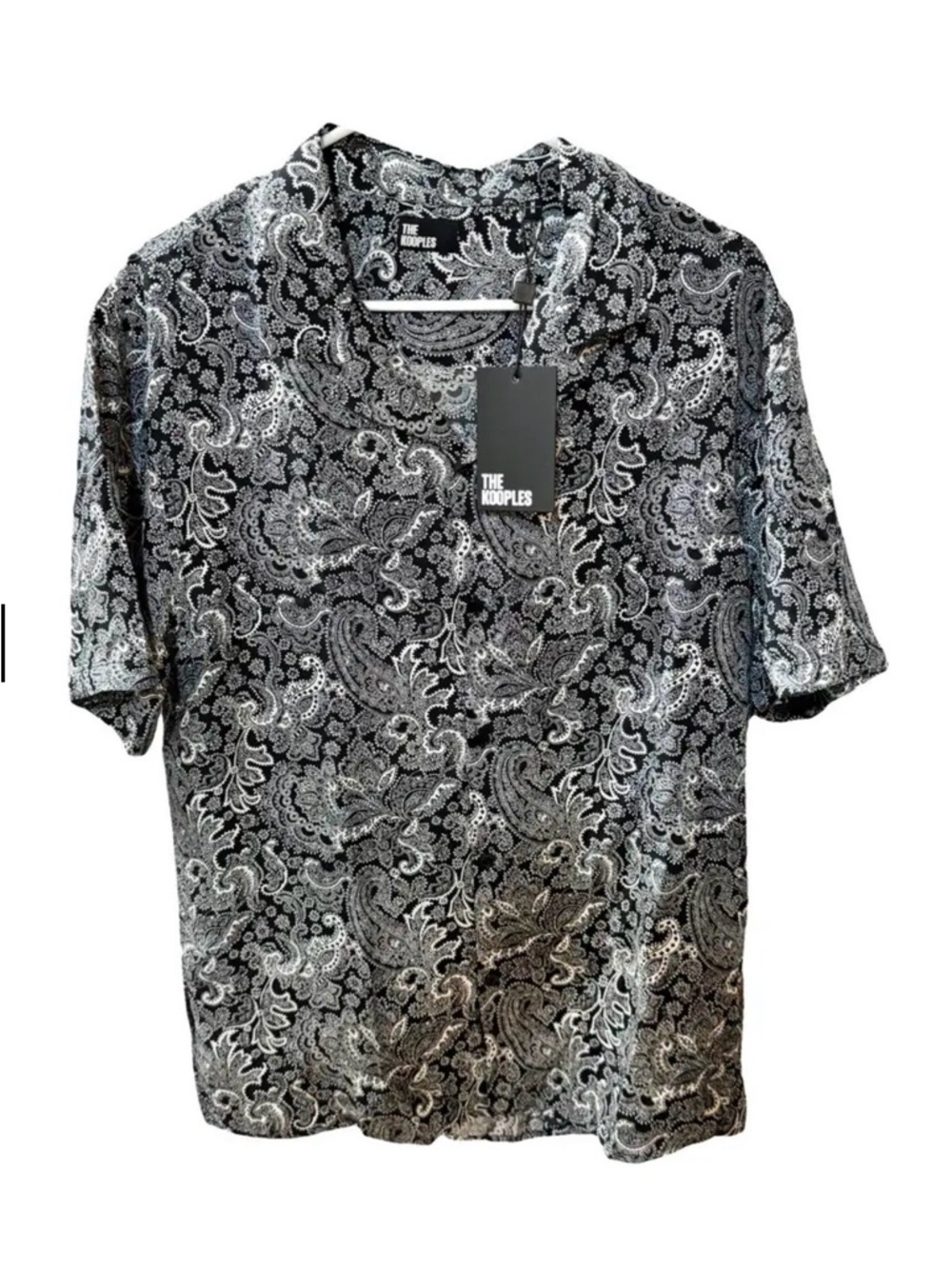 🆕The Kooples Paisley Button-Up Shirt in Viscose Black & White NWT Men’s size M